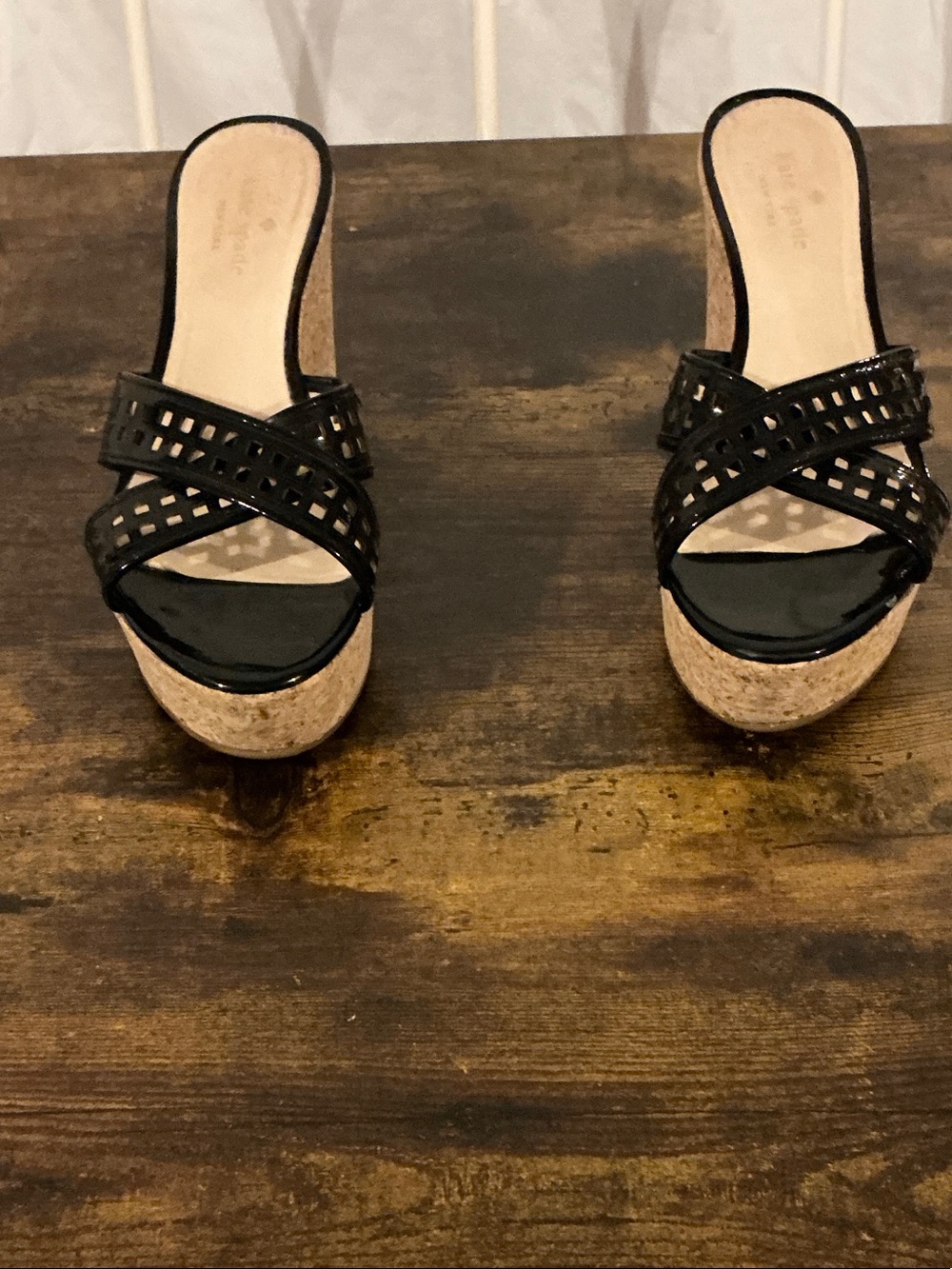 kate spade Black Cork Platform Slide Sandals